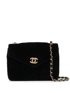 Chanel Pre-Owned стеганая сумка через плечо со стразами и логотипом CC