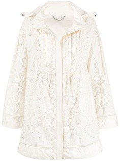 Ermanno Scervino пальто с английской вышивкой и капюшоном
