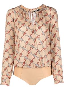 Elisabetta Franchi атласное боди с принтом