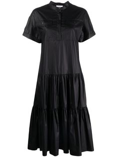 Peserico платье-рубашка с оборками и короткими рукавами