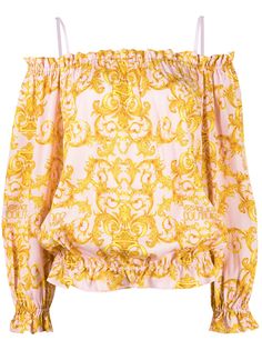 Versace Jeans Couture топ с открытыми плечами и принтом