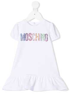 Moschino Kids платье-футболка со стразами и логотипом