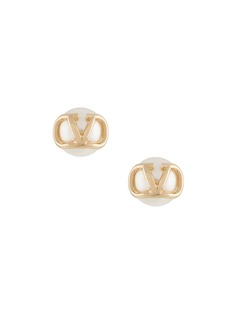 Valentino Garavani серьги-гвоздики с логотипом VLogo и искусственным жемчугом