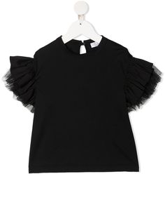 Brunello Cucinelli Kids футболка с короткими рукавами и оборками из тюля