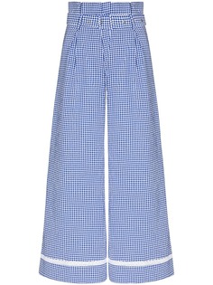 Shrimps расклешенные брюки в клетку гингем