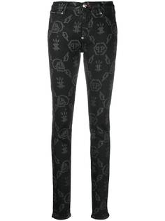 Philipp Plein джинсы с завышенной талией и монограммой