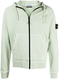 Stone Island худи на молнии с кулиской и логотипом