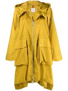 Moncler плащ с капюшоном и нашивкой-логотипом