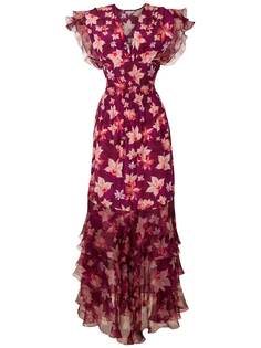 Isolda длинное платье Pri Orquídea с принтом