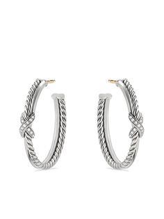David Yurman серебряные серьги-кольца X с бриллиантами