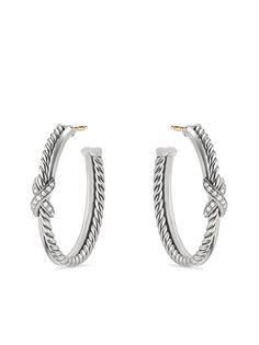 David Yurman серебряные серьги-кольца X с бриллиантами