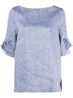 Peserico блузка со сборками и укороченными рукавами