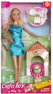 Кукла с аксессуарами DEFA-LUCY "Любимый питомец", 29 см, 8 предметов (8232a)