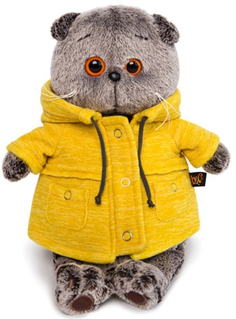 Мягкая игрушка BUDIBASA "Кот Басик", 19 см, в желтой куртке B&Co (Ks19-084)
