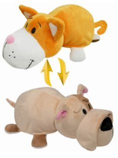 Мягкая игрушка 1toy Вывернушка: Оранжевый кот-Бульдог, 35 см (Т10926)