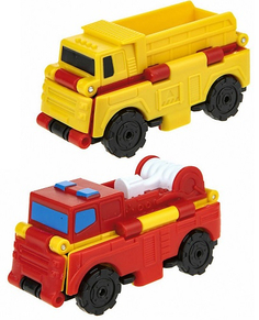 Игрушка-автовывернушка 1toy "Transcar 2 в 1: Грузовик/Пожарная машина" (Т18284)