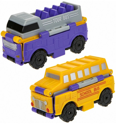 Игрушка-автовывернушка 1toy "Transcar 2 в 1: Даблдэккер/Школьный автобус" (Т18282)