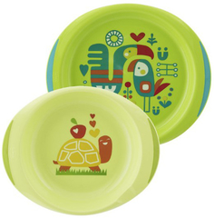 Набор детской посуды Chicco 12+, 2 тарелки, зеленые (340728210) (00016002100000)