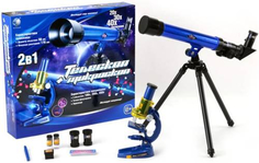 Набор для опытов Наша Игрушка Телескоп + микроскоп, 9 предметов (C2109)