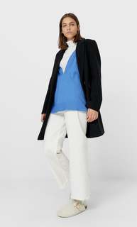 Stradivarius Жилет Оверсайз С V-Образным Вырезом Синий Xxs