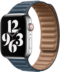 Ремешок Apple Leather Link для Apple Watch 44мм размер M/L (темно-синий)