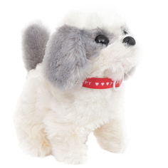 Интерактивная мягкая игрушка S+S Toys Собачка 17 см цвет: белый/серый