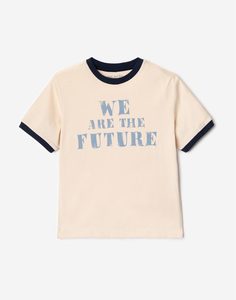 Бежевая футболка с принтом We are the future для мальчика Gloria Jeans