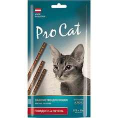 Лакомство для кошек PRO CAT С говядиной и печенью 15 г
