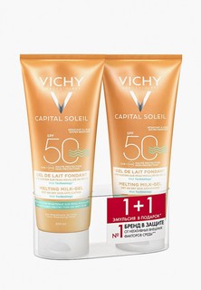 Набор для ухода за лицом Vichy эмульсия солнцезащитная CAPITAL SOLEIL с технологией нанесения на влажную кожу ветскин SPF50, 2x200 мл (второе средство в подарок)