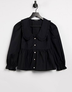 Черная рубашка с воротником Miss Selfridge-Черный цвет