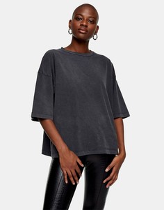 Темно-серая oversized-футболка Topshop-Черный цвет
