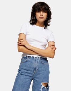 Белая футболка с волнистым краем Topshop-Белый