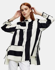 Рубашка в черно-белую полоску Topshop-Многоцветный
