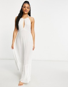 Эксклюзивное пляжное ярусное платье макси белого цвета Iisla & Bird-Белый