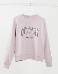 Розовый oversized-свитшот с вышивкой Utah Stradivarius
