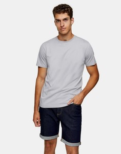 Светло-серая классическая футболка Topman-Серый