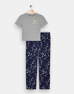 Пижамный комплект темно-синего цвета с космическим принтом Topshop-Голубой