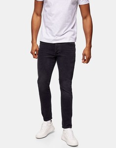 Эластичные узкие джинсы выбеленного черного цвета Topman-Черный