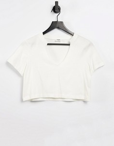Белая укороченная футболка с V-образным вырезом Cotton:On-Белый