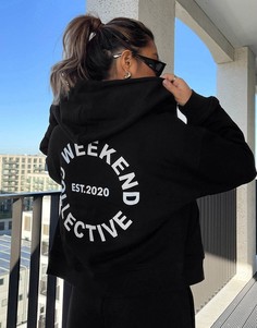 Черный свободный худи в стиле oversize ASOS Weekend Collective-Черный цвет