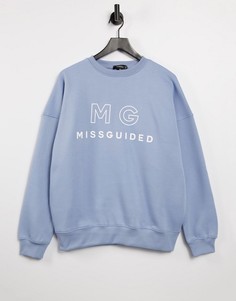 Голубой свитшот с графическим принтом Missguided