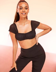 Черный топ с микросборками ASOS LUXE-Черный цвет