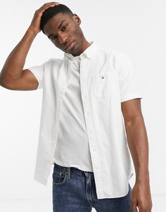 Классическая оксфордская рубашка белого цвета с короткими рукавами и логотипом Gant-Белый