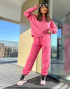 Малиновые oversized-джоггеры с принтом логотипа ASOS Weekend Collective-Серый