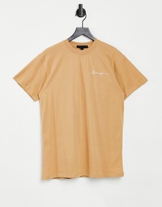 Светло-коричневая футболка с логотипом Mennace-Коричневый цвет