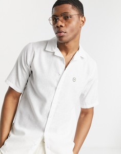 Белая рубашка с добавлением льна, короткими рукавами и отложным воротником с лацканами Le Breve-Белый