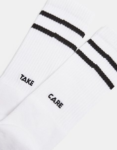 Носки с вышивкой "Take care" Topman-Белый