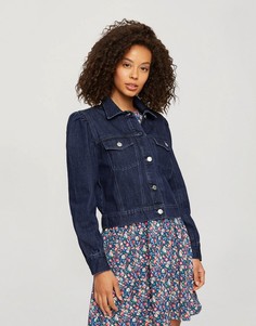 Короткая синяя куртка с объемными рукавами Miss Selfridge-Голубой