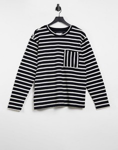 Свитшот в черно-белую полоску Topman-Черный цвет