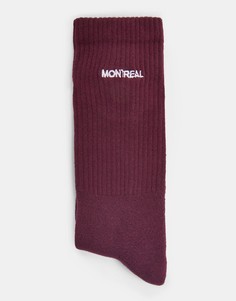 Бордовые носки с вышивкой "Montreal" Topman-Красный